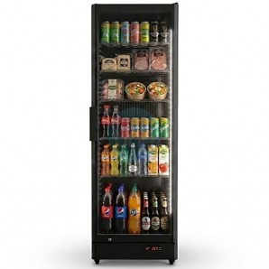 Nevera Expositora Negra, 5 Estantes, Ancho 60 cm, Fondo 60 cm, 375 Litros, CHP395 BLACK