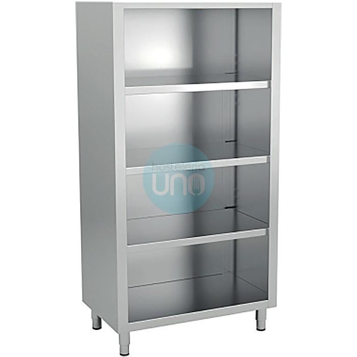 Armario Neutro Abierto, 8 Estantes Fijos, 1,2 Metros Ancho, 1,8 Metros Alto, Acero INOX Liso, ANA12017-8