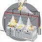 Campana Mural Snack, 3,5 Metros, Sistema Extinción Incendios, con Motor, 6 Filtros de Lamas