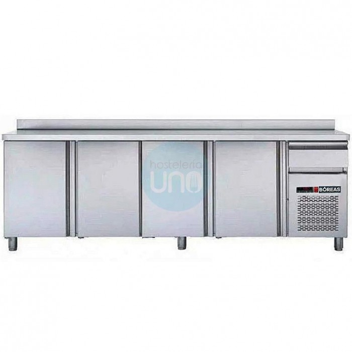 Frente Mostrador Refrigerado, 2,5 Metros Ancho, 4 Puertas Ciegas, Fondo 60 cm, Bóreas