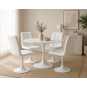 Mesa tul (to), base de metal, tapa lacada blanca, 80 cms de diámetro