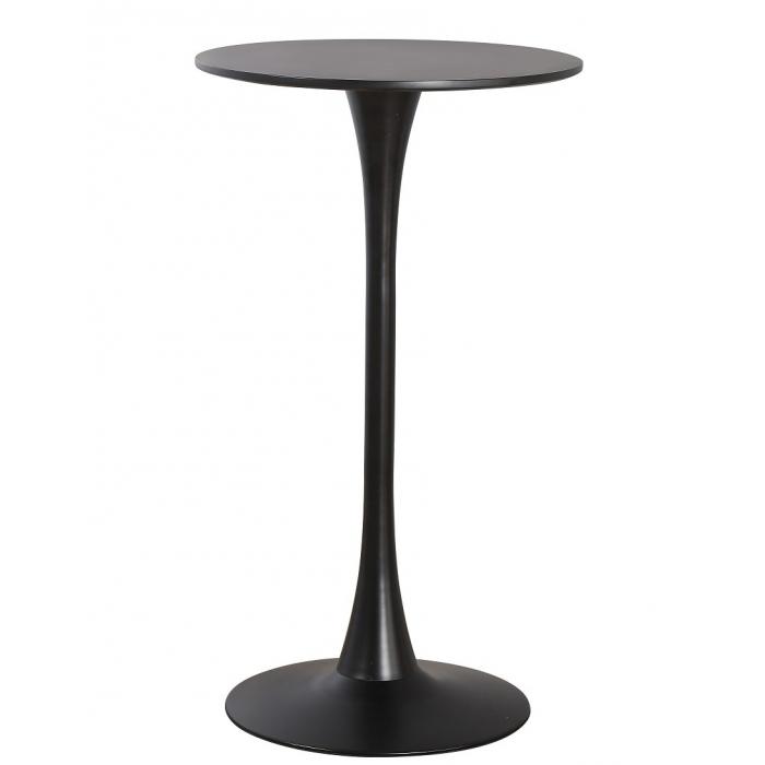 Mesa alta tul (su), metal, negra, tapa negra de 60 cms de diámetro