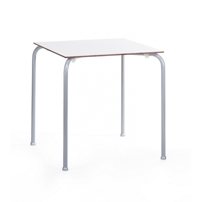 Mesa feray new, apilable, epoxi gris, tablero fenólico blanco, 69 x 69 cms.