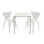 Mesa feray new, apilable, epoxi gris, tablero fenólico blanco, 69 x 69 cms.