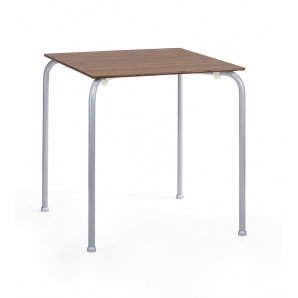 4 Mesas feray new, apilable, epoxi color gris, tablero fenólico castaño 69 x 69 cms. - 4 unidades