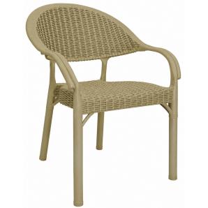 4 Sillones torremolinos, apilable, patas metálicas, polipropileno moka - 4 unidades