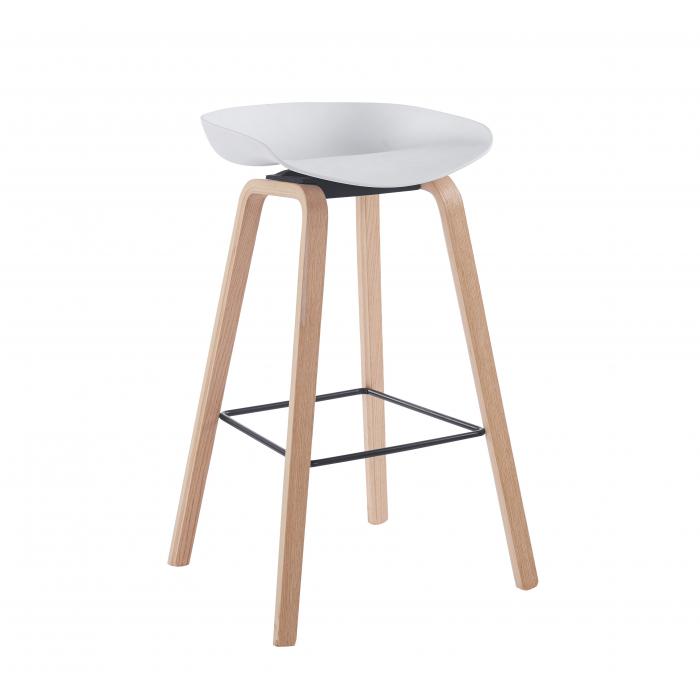 4 Taburetes awak (el), madera curvada, asiento polipropileno blanco - 4 unidades