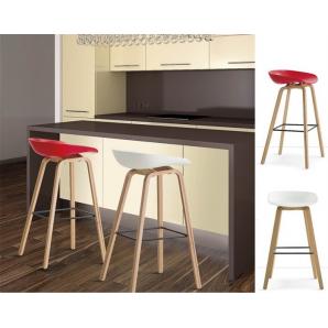4 Taburetes awak (el), madera curvada, asiento polipropileno blanco - 4 unidades