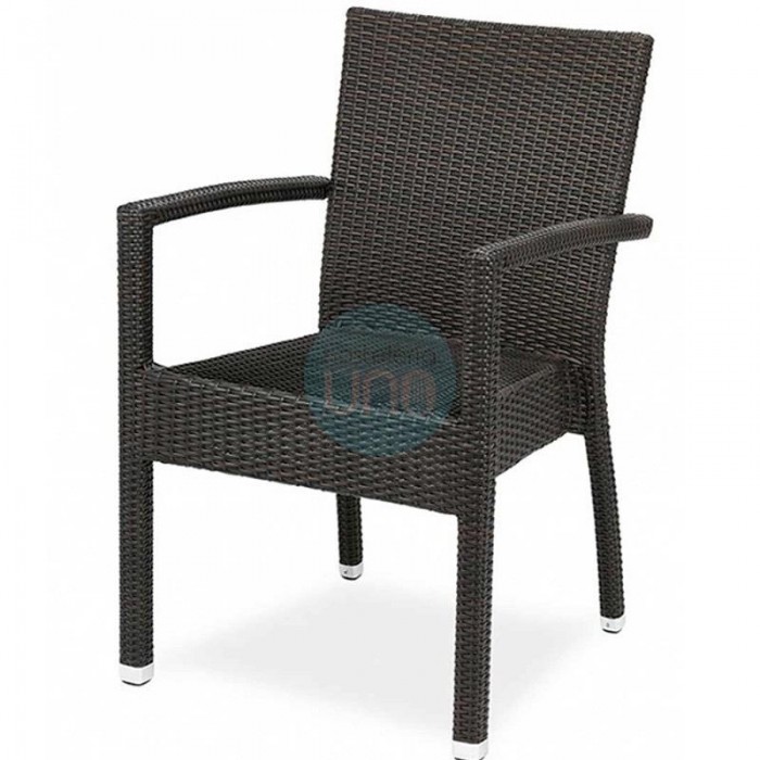 Silla Negra Apilable, Aluminio con Médula Sintética Tejida a Mano, MR259.NEGRO