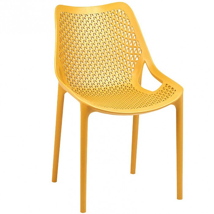 Silla Mostaza Amarillo Apilable, Polipropileno Perforado, Monoblock, Bilros