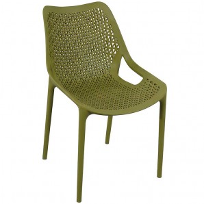 Silla Verde Oliva Apilable, Polipropileno Perforado, Monoblock, Bilros