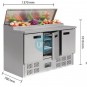 Mesa Fría de Trabajo y Preparación Ensaladas y Pizzas, 3 Puertas, 1,4 Metros Ancho, Fondo 70 cm, 390 Litros, ForCold