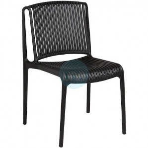 Silla Negra Apilable, Polipropileno, Monoblock a Rayas, Luigi