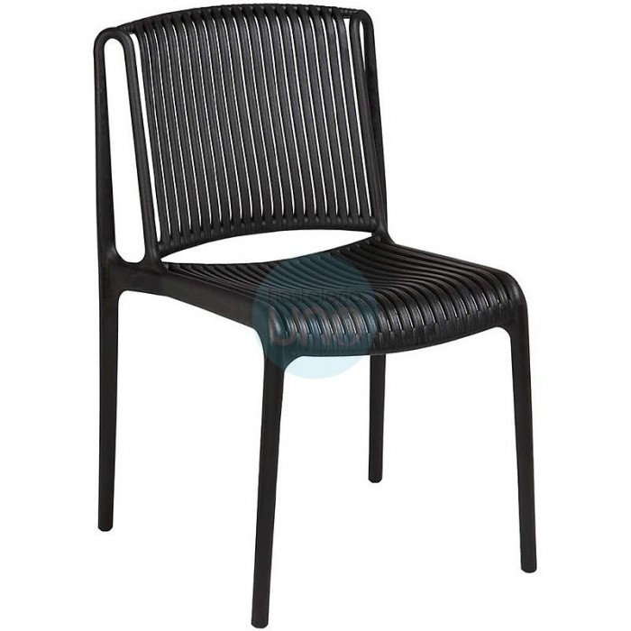 Silla Negra Apilable, Polipropileno, Monoblock a Rayas, Luigi
