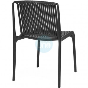 Silla Negra Apilable, Polipropileno, Monoblock a Rayas, Luigi
