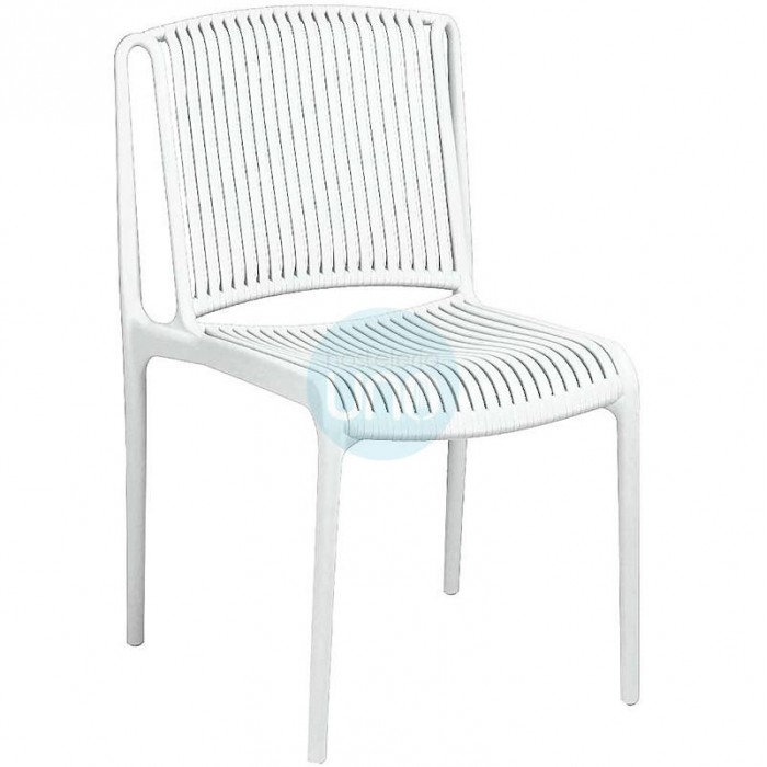 Silla Blanca Apilable, Polipropileno, Monoblock a Rayas, Luigi