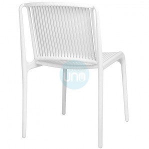 Silla Blanca Apilable, Polipropileno, Monoblock a Rayas, Luigi