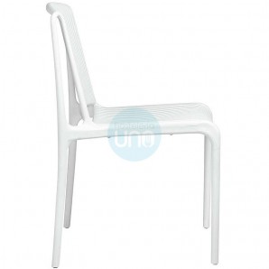 Silla Blanca Apilable, Polipropileno, Monoblock a Rayas, Luigi