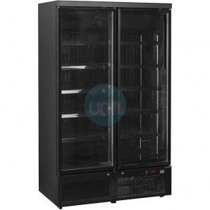 Armario Congelador Expositor, Ancho 125 cm, Fondo 76 cm, 10 Estantes, 1000 Litros, Negro, Ventilado, TEFCOLD