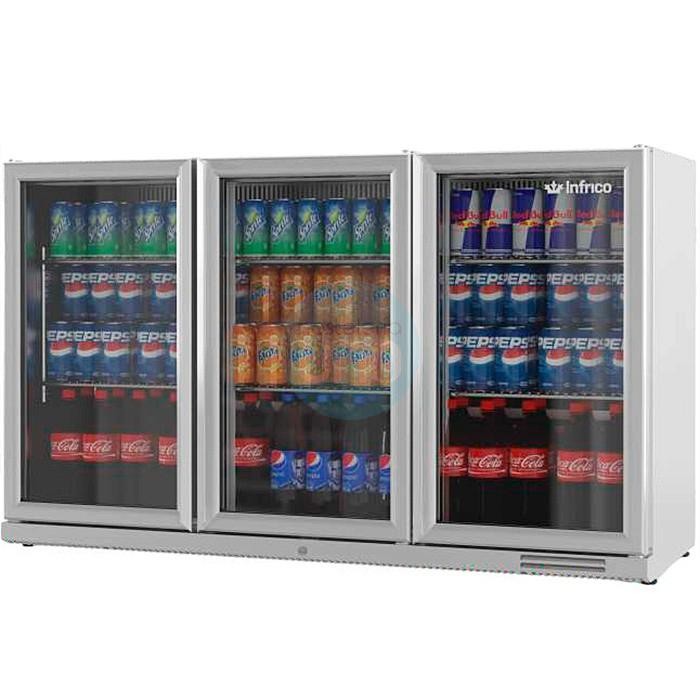 Expositor Refrigerado Horizontal 1,35 Metros, Altura 81,5 cm, 3 Puertas, Acero inoxidable, INFRICO