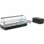 Vitrina Refrigerada para Tapas, 84 cm Ancho, Motor Externo, 4 Cubetas, Puertas Correderas, Estante, Cristal Curvo, SAYL