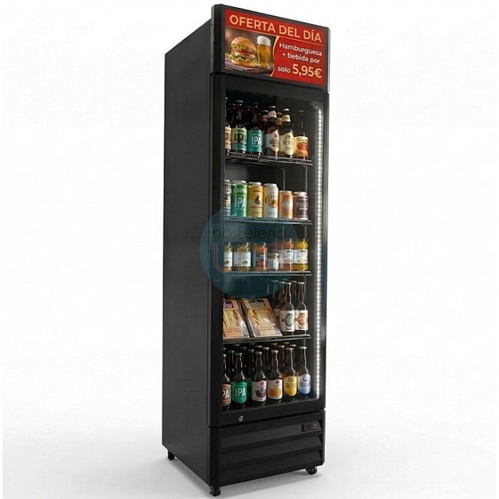 Nevera Expositora Cabezal Vídeo LCD, Ancho 58 cm, Fondo 61 cm, 4 Estantes, 360 Litros, LCD360B