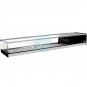 Vitrina de Tapas Refrigerada 1,5 Metros, Alto 21,5 cm, Cristal Recto, Puertas Correderas, 2 parrillas, LED, VGINXR150
