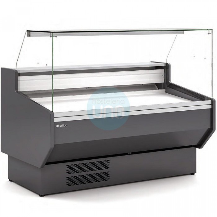 Vitrina Refrigerada Negra 2 Metros, Fondo 94 cm, Cristal Recto, con Reserva, Charcutería Carnicería, Docriluc