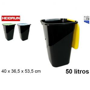 CUBO PLASTICO RECICLAJE HEIDRUN 50 LITROS - 3 unidades - Imagen 1
