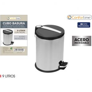 Cubo basura metal c/pedal 9lts confortime - Imagen 1