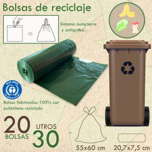 300 bolsas de basura fabricadas con materiales reciclados, con autocierre, 30l capacidad cada una - Imagen 2