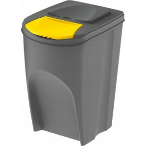 Juego de 3 cubos de reciclaje 105l prosperplast sortibox de plastico en color gris - Imagen 4