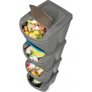 Juego de 4 cubos de reciclaje 100l prosperplast sortibox de plastico en color gris - Imagen 5