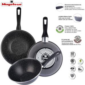 Magefesa k2 gransasso wok 28, acero esmaltado vitrificado gris - Imagen 6