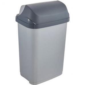 Pack de 3 cubos de basura con tapa deslizante rasmus 10/25/50 litros en color plateado - Imagen 3