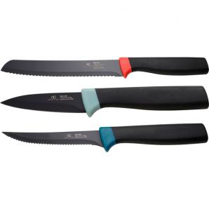 Set 3 cuchillos (panero + pelador + chuletero) bergner essence ic en acero inoxidable - Imagen 1