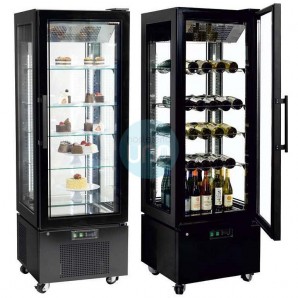 Armario Refrigerado Ventilado, 4 Caras de Cristal, 5 estantes 1,95 metros Alto UPD400-C