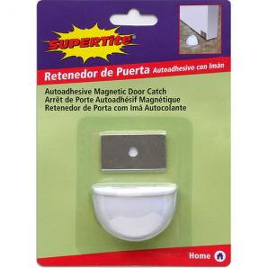 Tope retenedor de puerta adhesivo con imán color blanco - Imagen 1