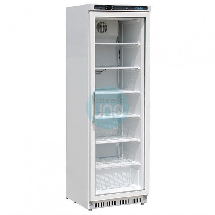 Congelador Expositor Vertical, 365 Litros, 7 Alturas, Blanco, Puerta Cristal, Polar