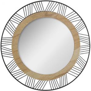 Espejo redondo de metal y madera - Imagen 1