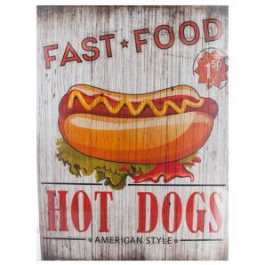 Fast food hot dogs cuadro de madera - Imagen 1