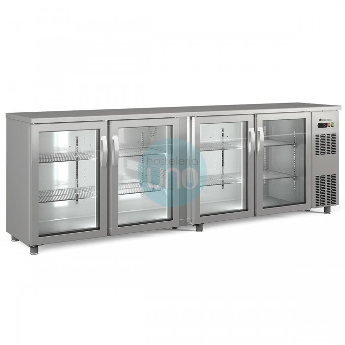 Frente Mostrador Refrigerado Horizontal 2,5 Metros Largo, 4 Puertas, Exterior INOX Coreco SBIE-250