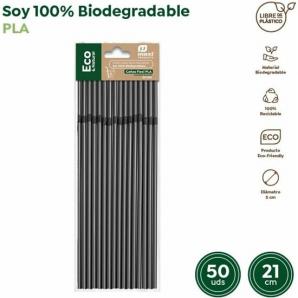 Pajitas flexibles biodegrafables negras - Imagen 1