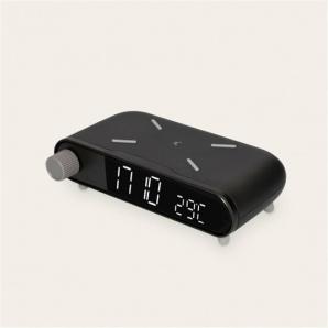 Cargador inalambrico alarma clock retro negro - Imagen 1