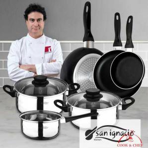 San ignacio - top kitchen menaje: pack de 3 sartenes + batería de cocina 5 piezas - Imagen 1