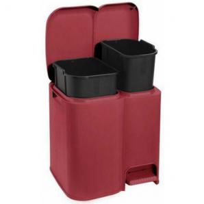 Cubo de reciclaje "patty2" con dos compartimentos y cubos extraibles color rojo - Imagen 1