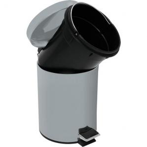 Msv cubo de basura con pedal (3 l), color gris claro - Imagen 3