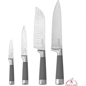 San ignacio - table-top menaje: pack de 4 cuchillos profesionales: chef, santoku, multiusos y pelador, mango silicona, balancead