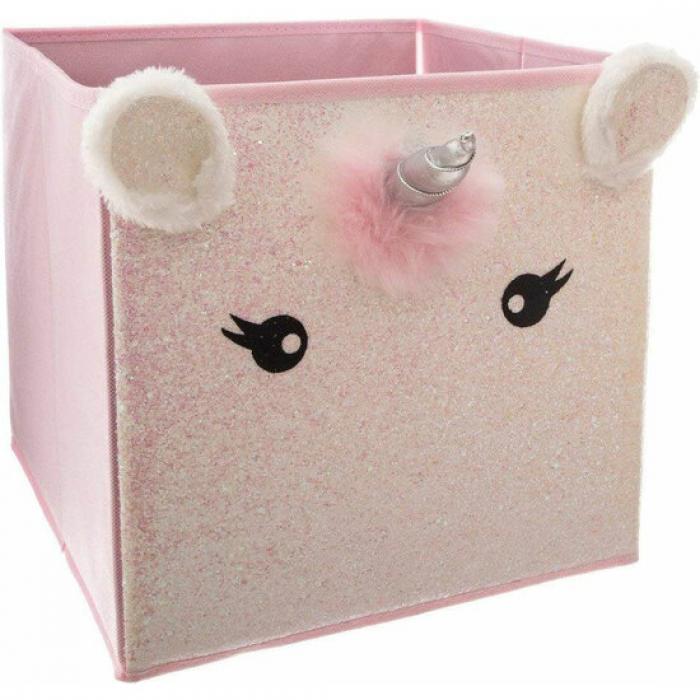 Caja  de almacenamiento infantil unicornio color rosa - 29 x 39,5 x 29cm - Imagen 1