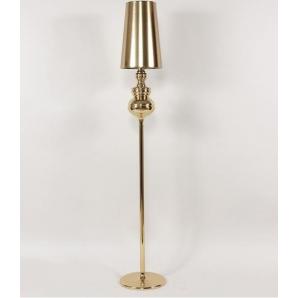 Lámpara louvre, pie salón, dorada, pantalla dorada - Imagen 1